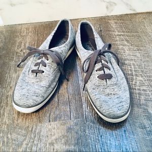 Keds, heather gray flat tennis shoes size 6